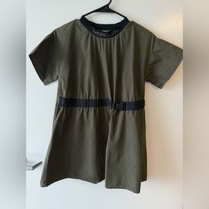 Moncler Kids Dark Green Belted Tee